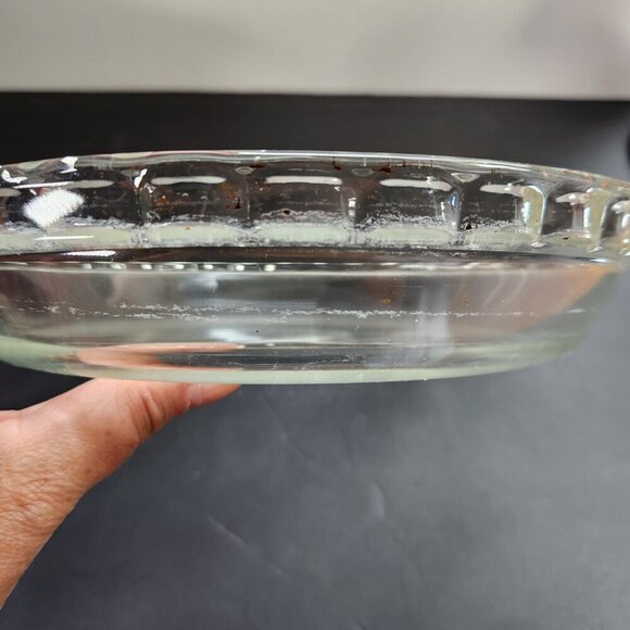 Vintage 80s Pyrex Pie Plate 9 1/2" Fluted Clear Glass Retro Kitchen Cott… - Picture 6 of 6